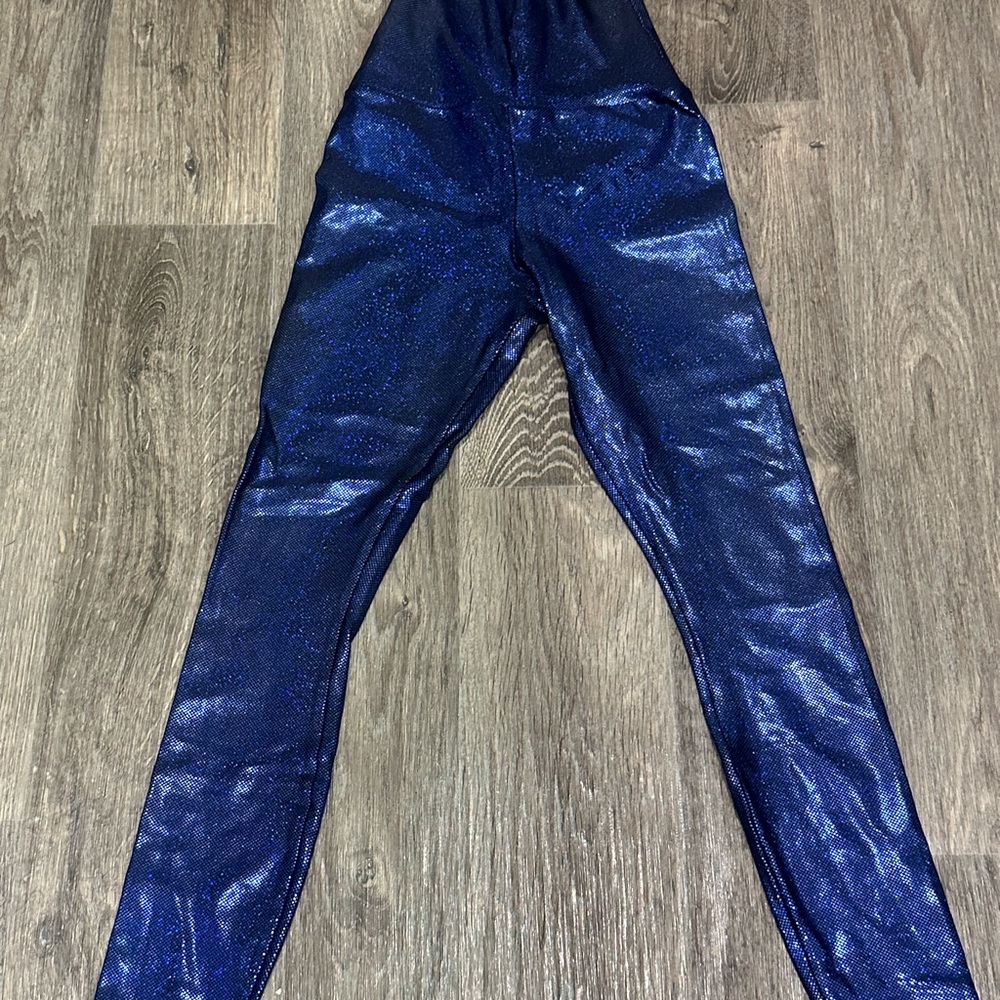 American Apparel Metallic Blue Leggings